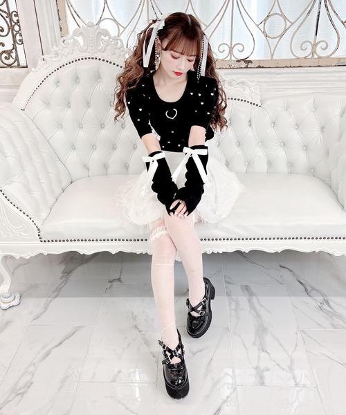 【セール】アームウォーマー付きハート刺繍ニット(ニット/セーター)|MA*RS(アメーバーマーズ) 【セール】アームウォーマー付きハート刺繍ニット(ニット/セーター)|MA*RS(アメーバーマーズ)