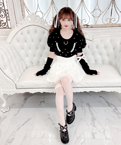 【セール】アームウォーマー付きハート刺繍ニット(ニット/セーター)|MA*RS(アメーバーマーズ) 【セール】アームウォーマー付きハート刺繍ニット(ニット/セーター)|MA*RS(アメーバーマーズ)