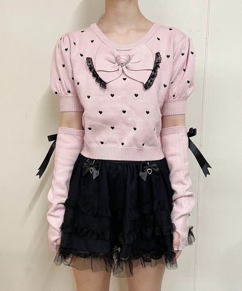 【セール】アームウォーマー付きハート刺繍ニット(ニット/セーター)|MA*RS(アメーバーマーズ) 【セール】アームウォーマー付きハート刺繍ニット(ニット/セーター)|MA*RS(アメーバーマーズ)