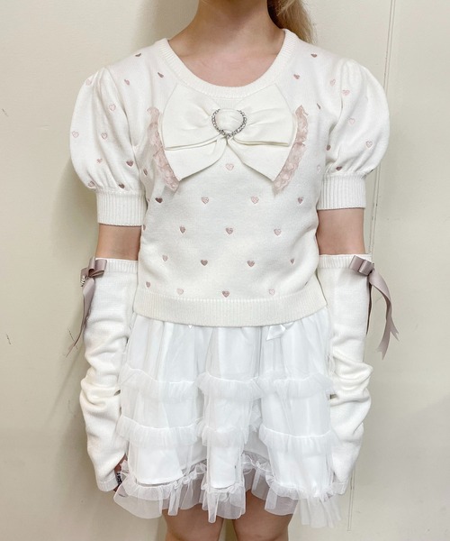 【セール】アームウォーマー付きハート刺繍ニット(ニット/セーター)|MA*RS(アメーバーマーズ) 【セール】アームウォーマー付きハート刺繍ニット(ニット/セーター)|MA*RS(アメーバーマーズ)