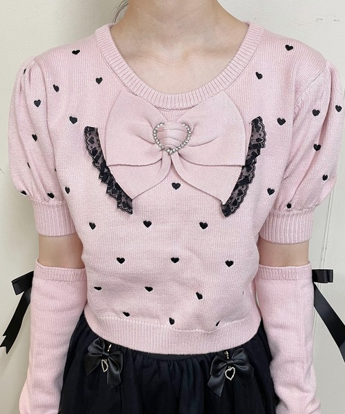 【セール】アームウォーマー付きハート刺繍ニット(ニット/セーター)|MA*RS(アメーバーマーズ) 【セール】アームウォーマー付きハート刺繍ニット(ニット/セーター)|MA*RS(アメーバーマーズ)