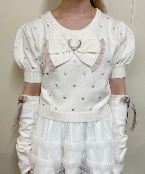 【セール】アームウォーマー付きハート刺繍ニット(ニット/セーター)|MA*RS(アメーバーマーズ) 【セール】アームウォーマー付きハート刺繍ニット(ニット/セーター)|MA*RS(アメーバーマーズ)