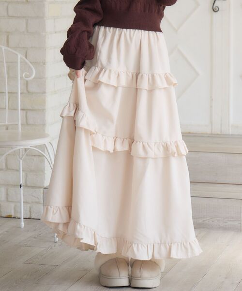 ems excite（エムズエキサイト）の「フリルティアードSK（スカート・レディース・ナチュラル/ブラック/ブルー系その他2・FREE）」の2枚目の写真