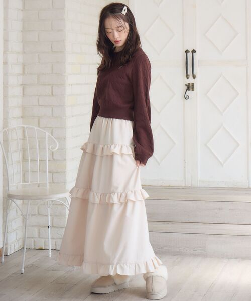 ems excite（エムズエキサイト）の「フリルティアードSK（スカート・レディース・ナチュラル/ブラック/ブルー系その他2・FREE）」の6枚目の写真