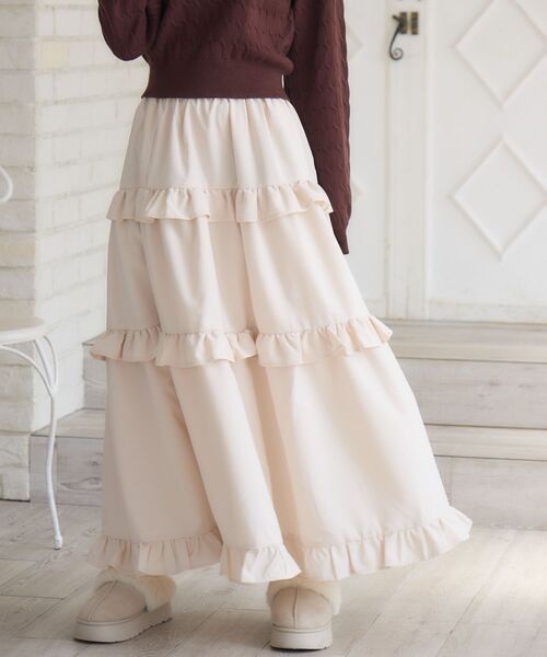 ems excite（エムズエキサイト）の「フリルティアードSK（スカート・レディース・ナチュラル/ブラック/ブルー系その他2・FREE）」の8枚目の写真