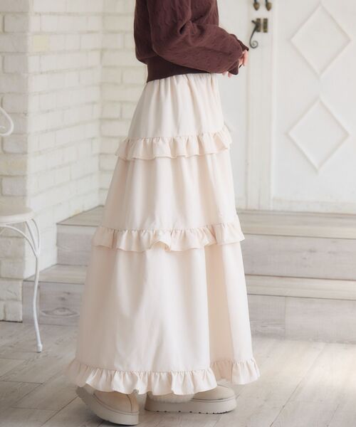 ems excite（エムズエキサイト）の「フリルティアードSK（スカート・レディース・ナチュラル/ブラック/ブルー系その他2・FREE）」の9枚目の写真