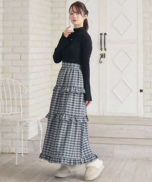 ems excite（エムズエキサイト）の「フリルティアードSK（スカート・レディース・ナチュラル/ブラック/ブルー系その他2・FREE）」の22枚目の写真