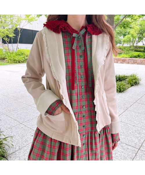 PINK HOUSE（ピンクハウス）の「ボンバーヒートフード付きカーディガン（パーカー・レディース・ブルー/ブラック/グレイッシュベージュ/ピンク・フリー）」の3枚目の写真