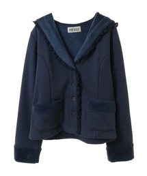 ボンバーヒートフード付きカーディガン