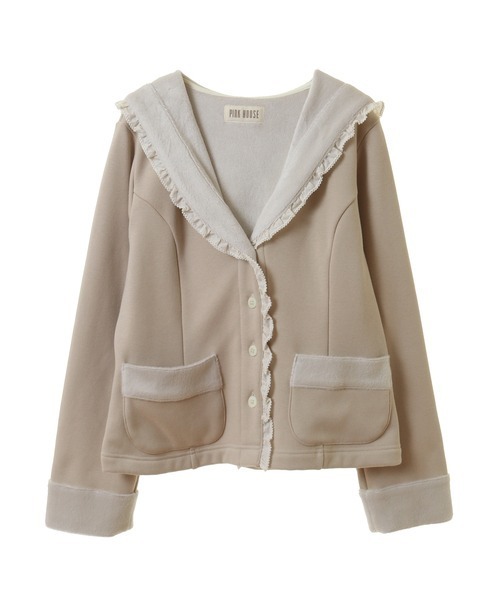 PINK HOUSE（ピンクハウス）の「ボンバーヒートフード付きカーディガン（パーカー・レディース・ブルー/ブラック/グレイッシュベージュ/ピンク・フリー）」の12枚目の写真