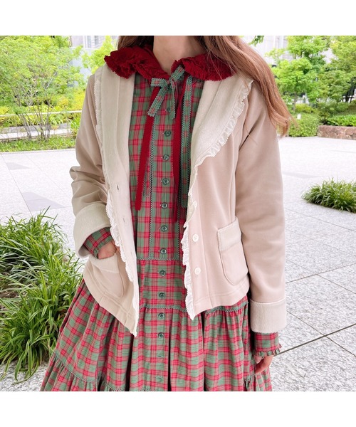 PINK HOUSE（ピンクハウス）の「ボンバーヒートフード付きカーディガン（パーカー・レディース・ブルー/ブラック/グレイッシュベージュ/ピンク・フリー）」の8枚目の写真