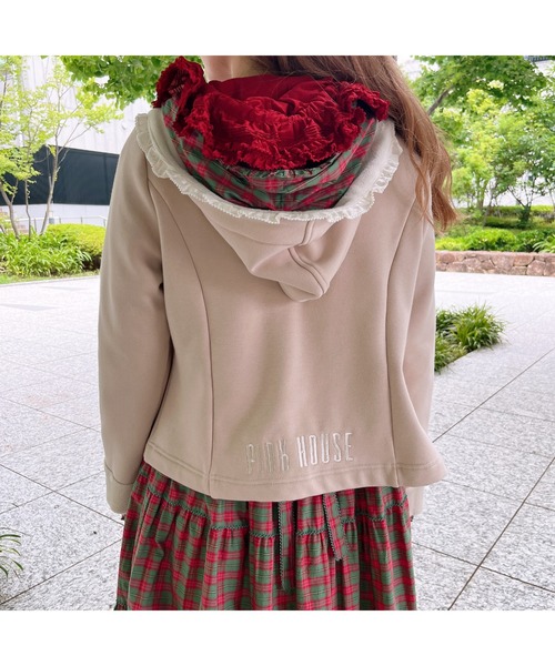 PINK HOUSE（ピンクハウス）の「ボンバーヒートフード付きカーディガン（パーカー・レディース・ブルー/ブラック/グレイッシュベージュ/ピンク・フリー）」の9枚目の写真