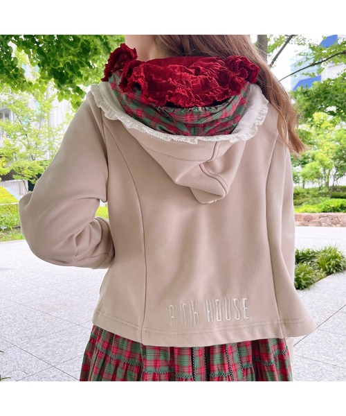 PINK HOUSE（ピンクハウス）の「ボンバーヒートフード付きカーディガン（パーカー・レディース・ブルー/ブラック/グレイッシュベージュ/ピンク・フリー）」の10枚目の写真