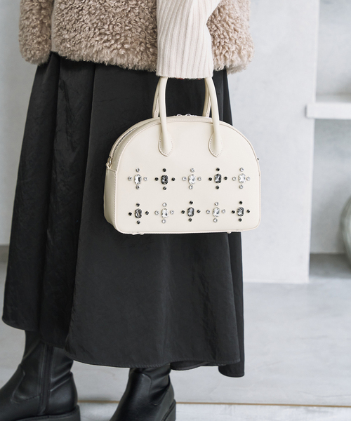 LE TALON（ルタロン）の「LE TALON bijou bag（ボストンバッグ・レディース・ブラック/ホワイト・FREE）」の2枚目の写真