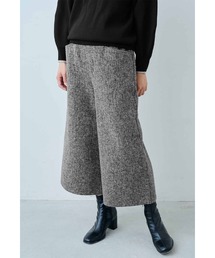 IEDIT ウールライク素材のクロップドワイドパンツ