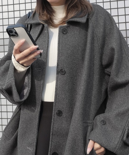 セール】ウールライクステンカラーコート（その他アウター）｜Doula