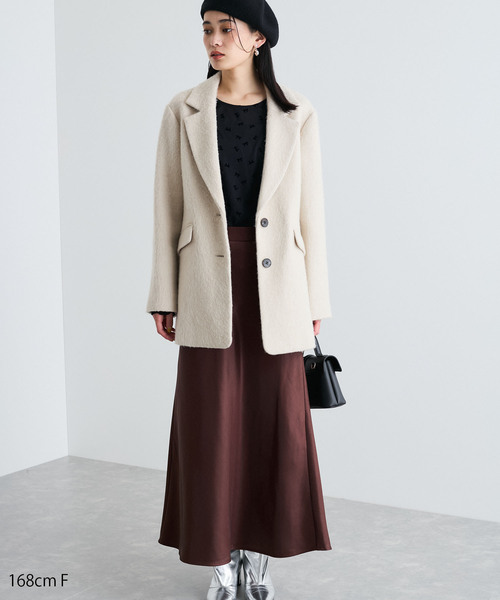 VIS（ビス）の「【選べる着丈】シャイニーナロースカート【洗える】（スカート・レディース・ブラウン/オフホワイト・FREE/PF）」の16枚目の写真