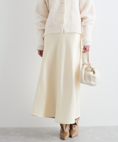 VIS（ビス）の「【選べる着丈】シャイニーナロースカート【洗える】（スカート・レディース・ブラウン/オフホワイト・FREE/PF）」の10枚目の写真
