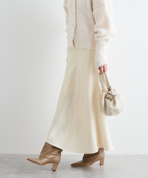 VIS（ビス）の「【選べる着丈】シャイニーナロースカート【洗える】（スカート・レディース・ブラウン/オフホワイト・FREE/PF）」の9枚目の写真