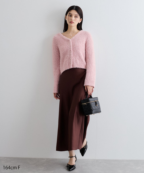 VIS（ビス）の「【選べる着丈】シャイニーナロースカート【洗える】（スカート・レディース・ブラウン/オフホワイト・FREE/PF）」の8枚目の写真