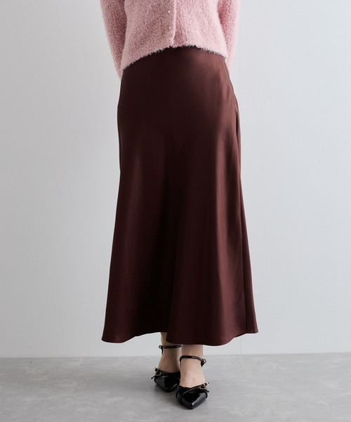 VIS（ビス）の「【選べる着丈】シャイニーナロースカート【洗える】（スカート・レディース・ブラウン/オフホワイト・FREE/PF）」の7枚目の写真