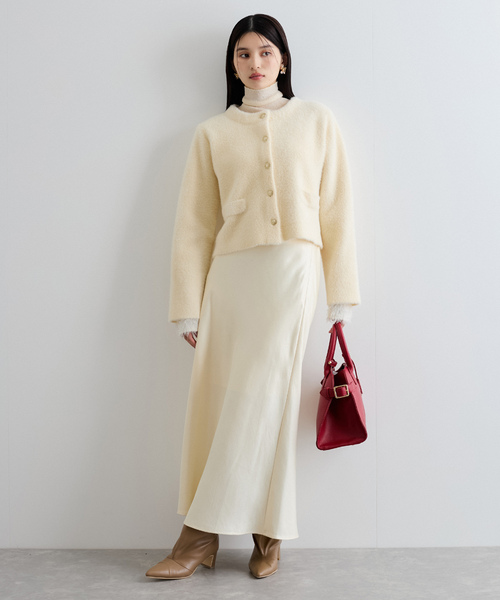 VIS（ビス）の「【選べる着丈】シャイニーナロースカート【洗える】（スカート・レディース・ブラウン/オフホワイト・FREE/PF）」の6枚目の写真