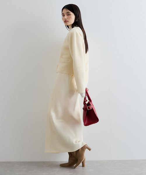 VIS（ビス）の「【選べる着丈】シャイニーナロースカート【洗える】（スカート・レディース・ブラウン/オフホワイト・FREE/PF）」の5枚目の写真