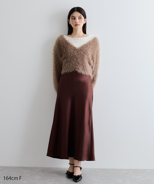 VIS（ビス）の「【選べる着丈】シャイニーナロースカート【洗える】（スカート・レディース・ブラウン/オフホワイト・FREE/PF）」の21枚目の写真