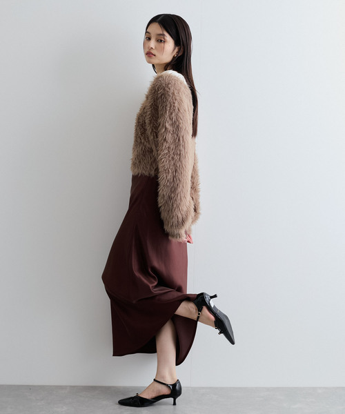 VIS（ビス）の「【選べる着丈】シャイニーナロースカート【洗える】（スカート・レディース・ブラウン/オフホワイト・FREE/PF）」の20枚目の写真