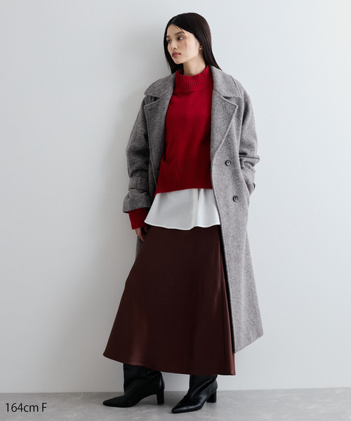 VIS（ビス）の「【選べる着丈】シャイニーナロースカート【洗える】（スカート・レディース・ブラウン/オフホワイト・FREE/PF）」の19枚目の写真