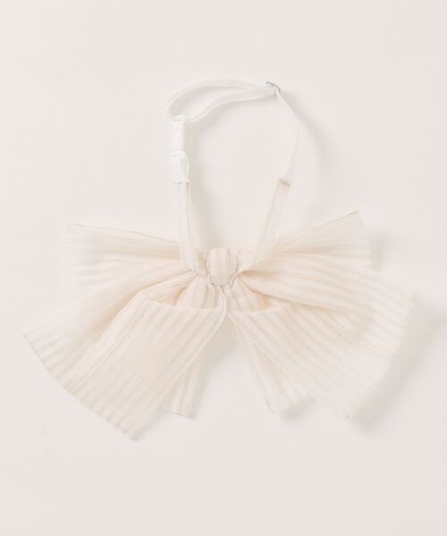 nino（ニノ）の「ストライプチュールリボンタイ（付け襟・キッズ・オフホワイト・L）」の2枚目の写真