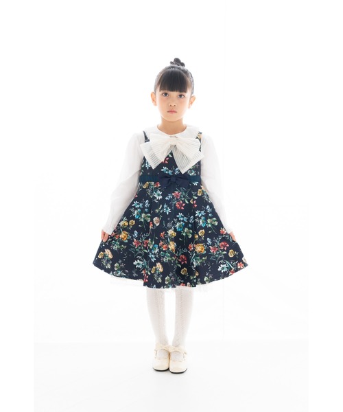 nino（ニノ）の「ストライプチュールリボンタイ（付け襟・キッズ・オフホワイト・L）」の3枚目の写真