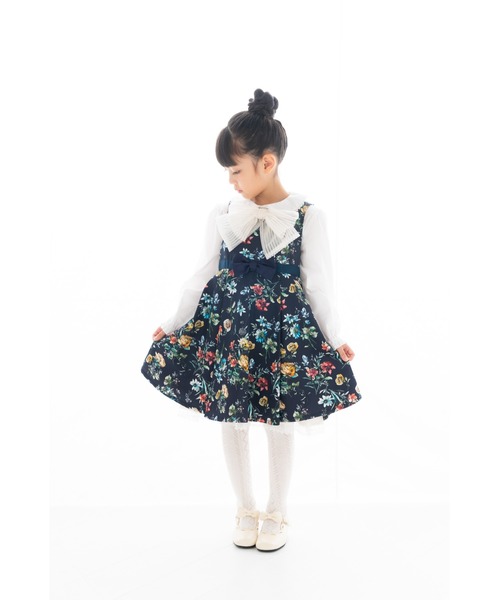 nino（ニノ）の「ストライプチュールリボンタイ（付け襟・キッズ・オフホワイト・L）」の4枚目の写真