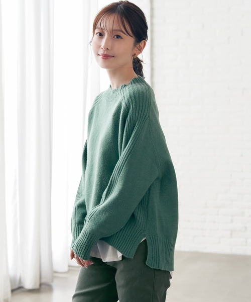 ikka（イッカ）の「サイドスリットニットプルオーバー（ニット/セーター・レディース・チャコールグレー/ブルー/ベージュ/グリーン/ピンク・M/L/S）」の13枚目の写真