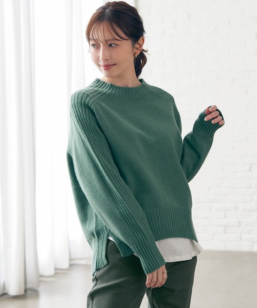 ikka（イッカ）の「サイドスリットニットプルオーバー（ニット/セーター・レディース・チャコールグレー/ブルー/ベージュ/グリーン/ピンク・M/L/S）」の14枚目の写真