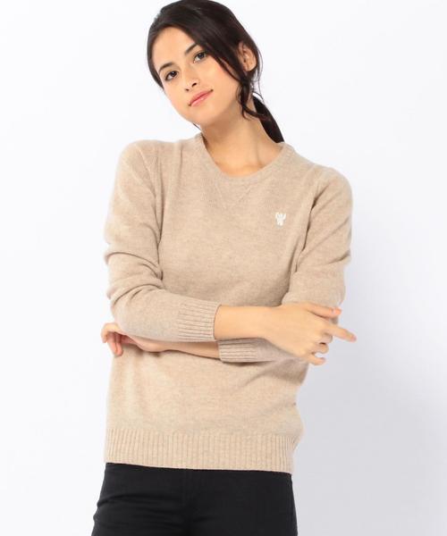 coen（コーエン）の「ラムウールクルーネックニット（ニット/セーター・レディース・ライトブルー/ダークグレー/ベージュ/オレンジ・MEDIUM/LARGE）」の3枚目の写真