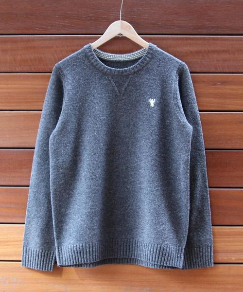 coen（コーエン）の「ラムウールクルーネックニット（ニット/セーター・レディース・ライトブルー/ダークグレー/ベージュ/オレンジ・MEDIUM/LARGE）」の2枚目の写真