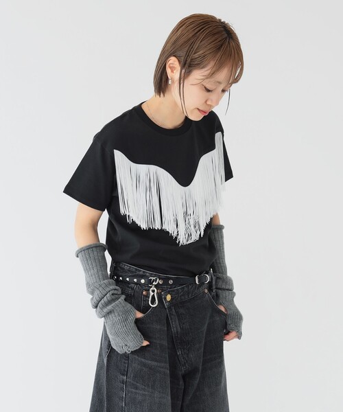 maturely(マチュアリー)の「【別注】Wrangler × maturely / フリンジ ショートスリーブ Tシャツ(Tシャツ/カットソー・レディース・パープル/ブラック・ONE SIZE)」の12枚目の写真