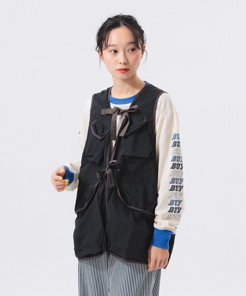 BEAMS BOY(ビームスボーイ)の「リップストップ ミリタリー ベスト(ベスト・レディース・オリーブ/ブラック・ONE SIZE)」の10枚目の写真