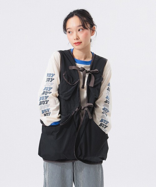 BEAMS BOY(ビームスボーイ)の「リップストップ ミリタリー ベスト(ベスト・レディース・オリーブ/ブラック・ONE SIZE)」の13枚目の写真