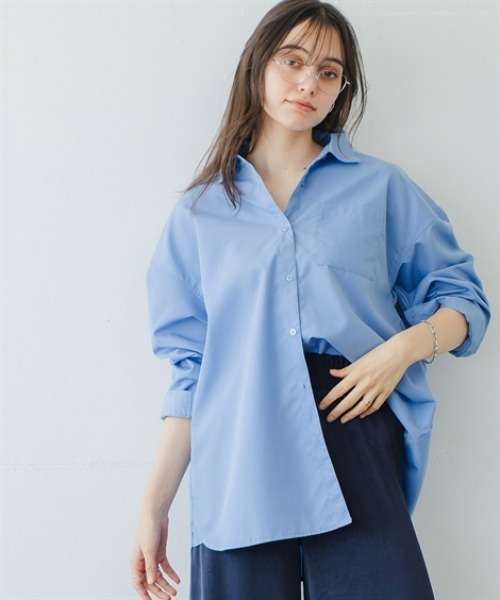 Maison INNESS(メゾンアイネス)の「オーバーサイズブロードレギュラーシャツ(UVカット・イージーケア)(シャツ/ブラウス・レディース・ピンク系その他/グリーン系その他/オフホワイト/ブルー/パープル系その他/ベージュ系その他/ブルー系その他・LL/L/M/10L/8L/6L/5L/4L/3L/S)」の14枚目の写真