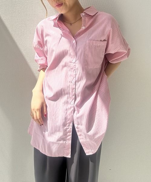 Maison INNESS(メゾンアイネス)の「オーバーサイズブロードレギュラーシャツ(UVカット・イージーケア)(シャツ/ブラウス・レディース・ピンク系その他/グリーン系その他/オフホワイト/ブルー/パープル系その他/ベージュ系その他/ブルー系その他・LL/L/M/10L/8L/6L/5L/4L/3L/S)」の19枚目の写真