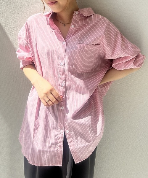 Maison INNESS(メゾンアイネス)の「オーバーサイズブロードレギュラーシャツ(UVカット・イージーケア)(シャツ/ブラウス・レディース・ピンク系その他/グリーン系その他/オフホワイト/ブルー/パープル系その他/ベージュ系その他/ブルー系その他・LL/L/M/10L/8L/6L/5L/4L/3L/S)」の20枚目の写真
