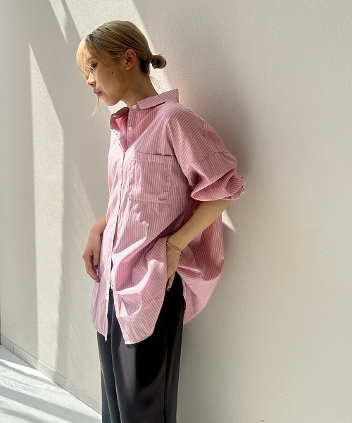Maison INNESS(メゾンアイネス)の「オーバーサイズブロードレギュラーシャツ(UVカット・イージーケア)(シャツ/ブラウス・レディース・ピンク系その他/グリーン系その他/オフホワイト/ブルー/パープル系その他/ベージュ系その他/ブルー系その他・LL/L/M/10L/8L/6L/5L/4L/3L/S)」の18枚目の写真