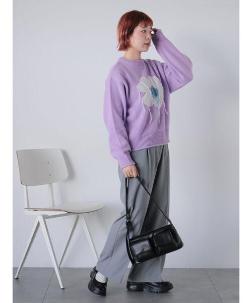 ehka sopo（エヘカソポ）の「花モチーフニット（ニット/セーター・レディース・ネイビー/オフホワイト/サックスブルー/ラベンダー・F）」の18枚目の写真