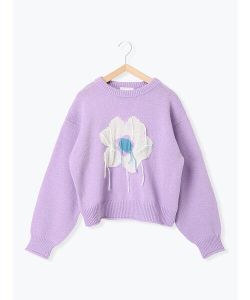 ehka sopo（エヘカソポ）の「花モチーフニット（ニット/セーター・レディース・ネイビー/オフホワイト/サックスブルー/ラベンダー・F）」の14枚目の写真