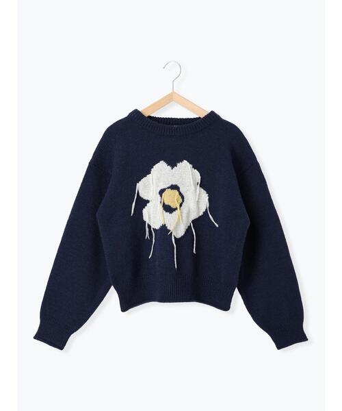 ehka sopo（エヘカソポ）の「花モチーフニット（ニット/セーター・レディース・ネイビー/オフホワイト/サックスブルー/ラベンダー・F）」の11枚目の写真