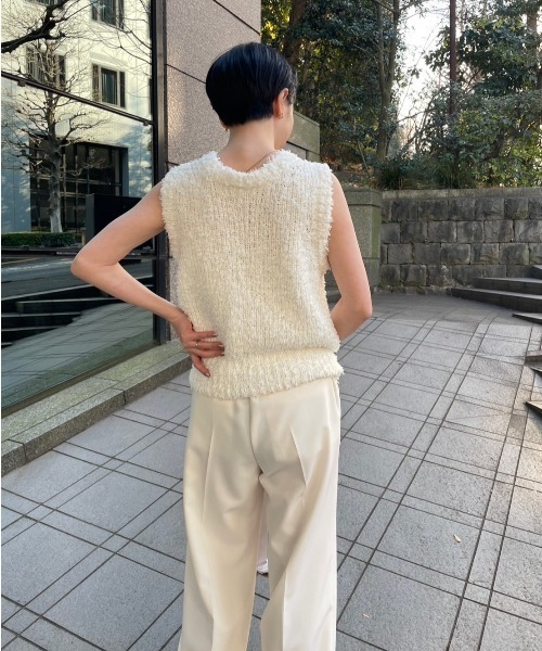 emmi（エミ）の「2wayフリンジニットベスト（ニット/セーター・レディース・ブラック/ホワイト・FREE）」の13枚目の写真