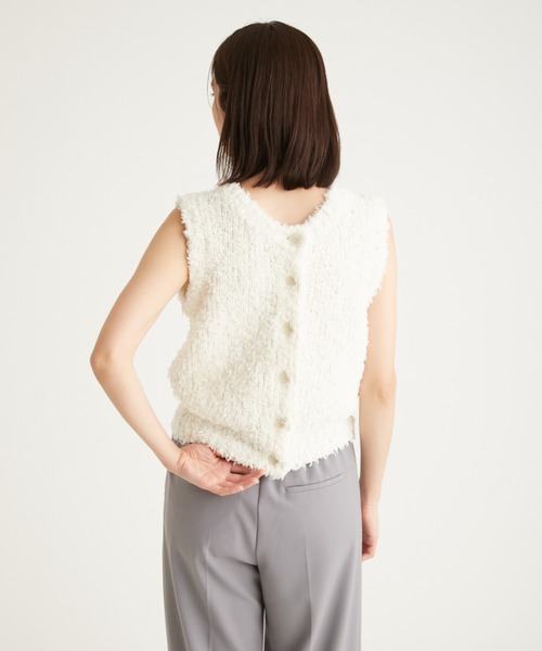 emmi（エミ）の「2wayフリンジニットベスト（ニット/セーター・レディース・ブラック/ホワイト・FREE）」の7枚目の写真