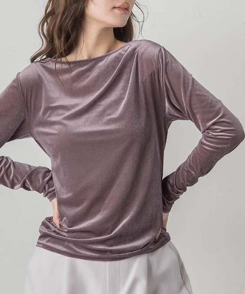 VICKY(ビッキー)の「ニュアンスベロアアシメタックカットソー≪手洗い可能≫(Tシャツ/カットソー・レディース・オフホワイト/ネイビー/パープル・M)」の3枚目の写真